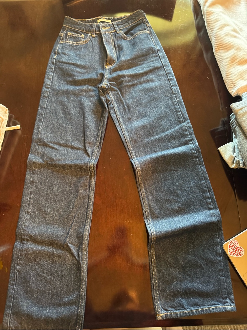Zara Dark Blue Denim Jeans with Contrast Stitching